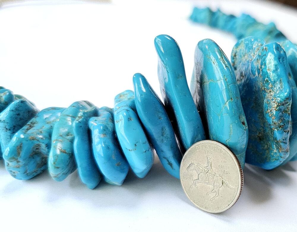 Massive Turquoise Nugget Necklace Santo Domingo Pueblo 28.5" Long 478 Grams!